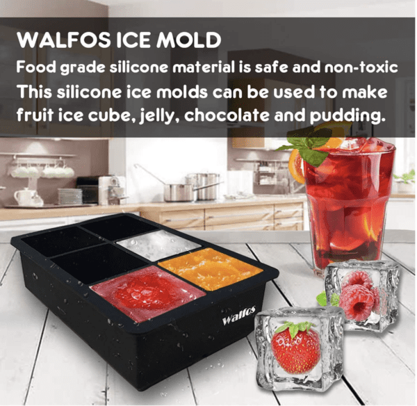 A black table with four different ice cubes in it